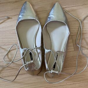 Gold champagne Zara lace flat